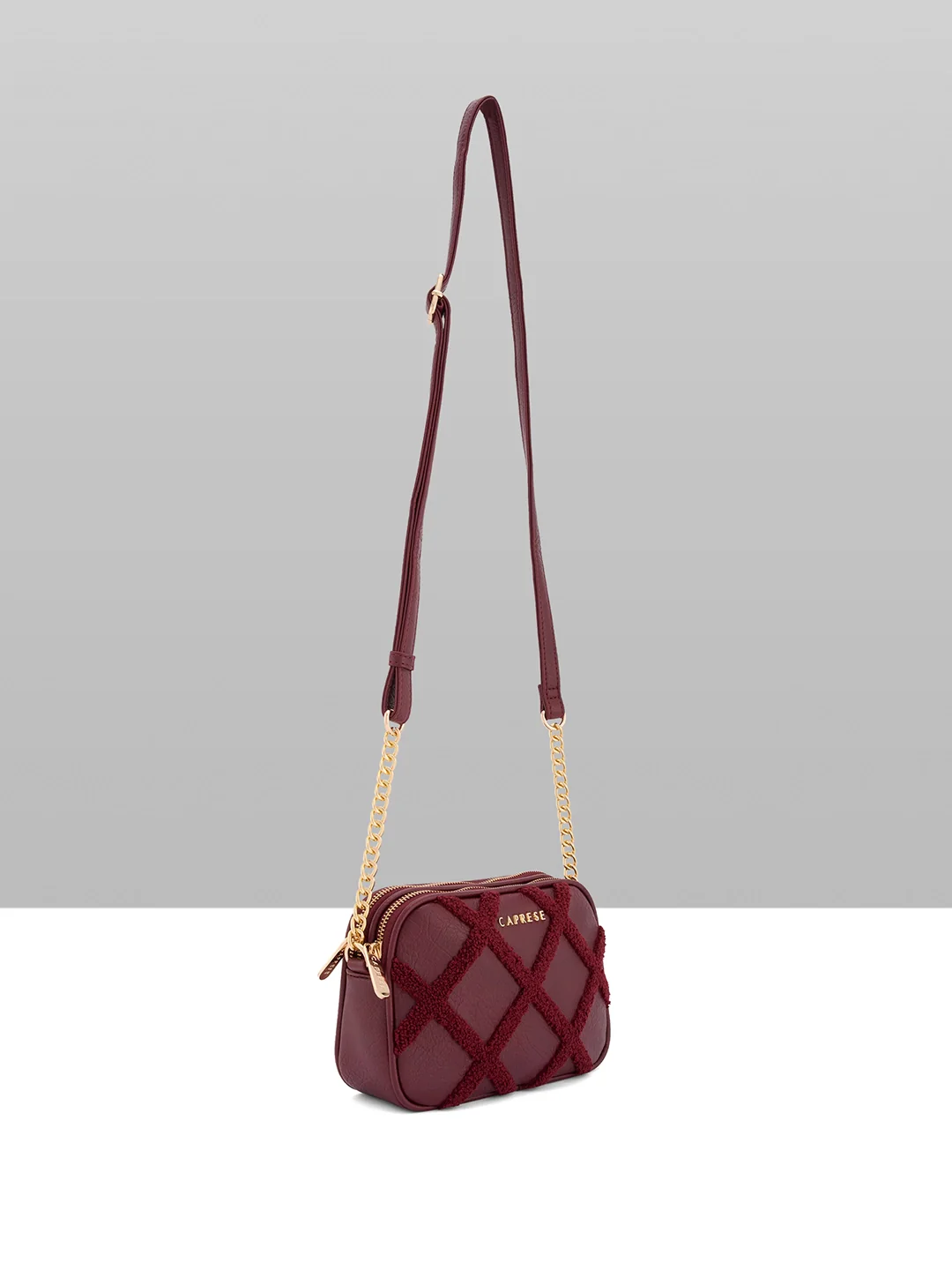 Caprese Athena Small Cherry Lacquer Sling Bag - Image 11