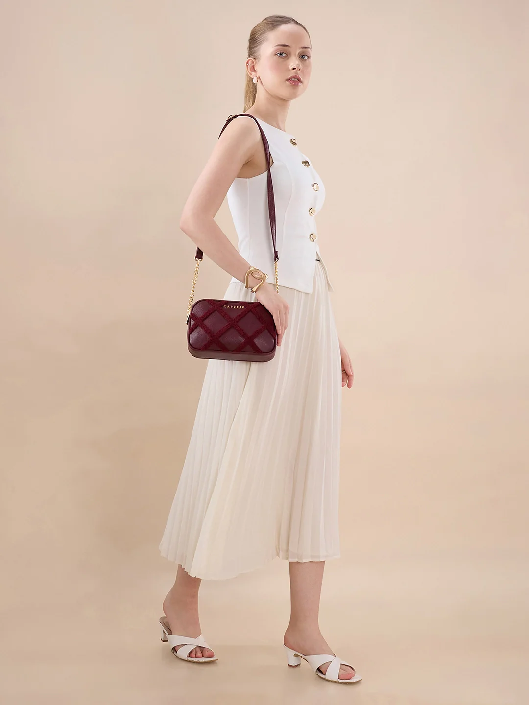 Caprese Athena Small Cherry Lacquer Sling Bag - Image 5