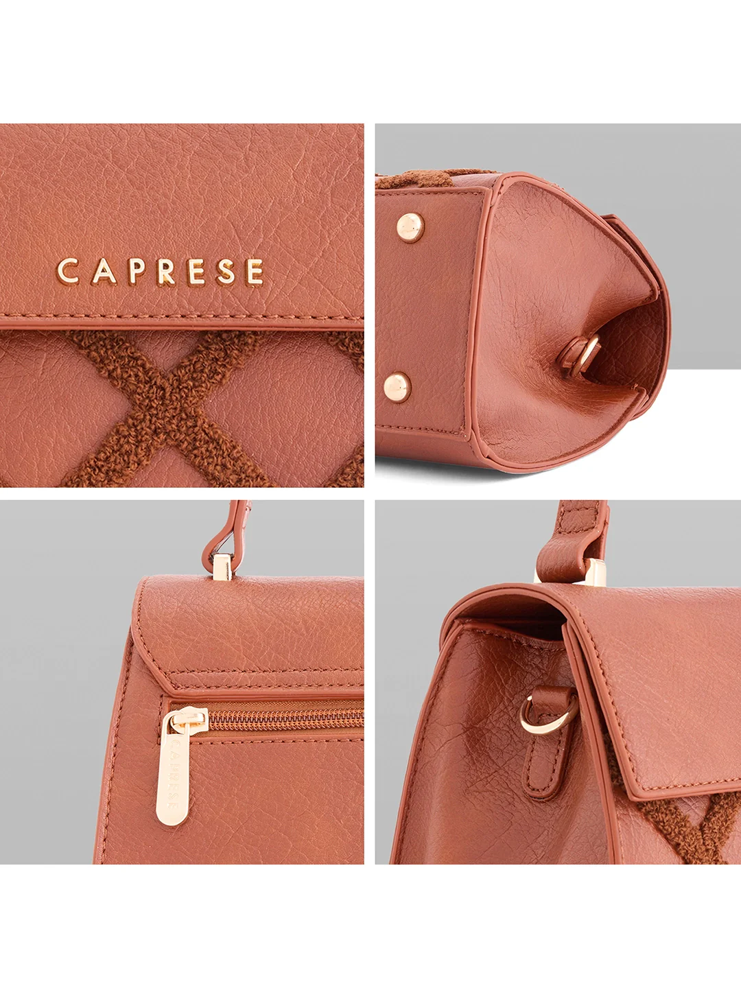 Caprese Athena Small Tan Satchel Bag - Image 10
