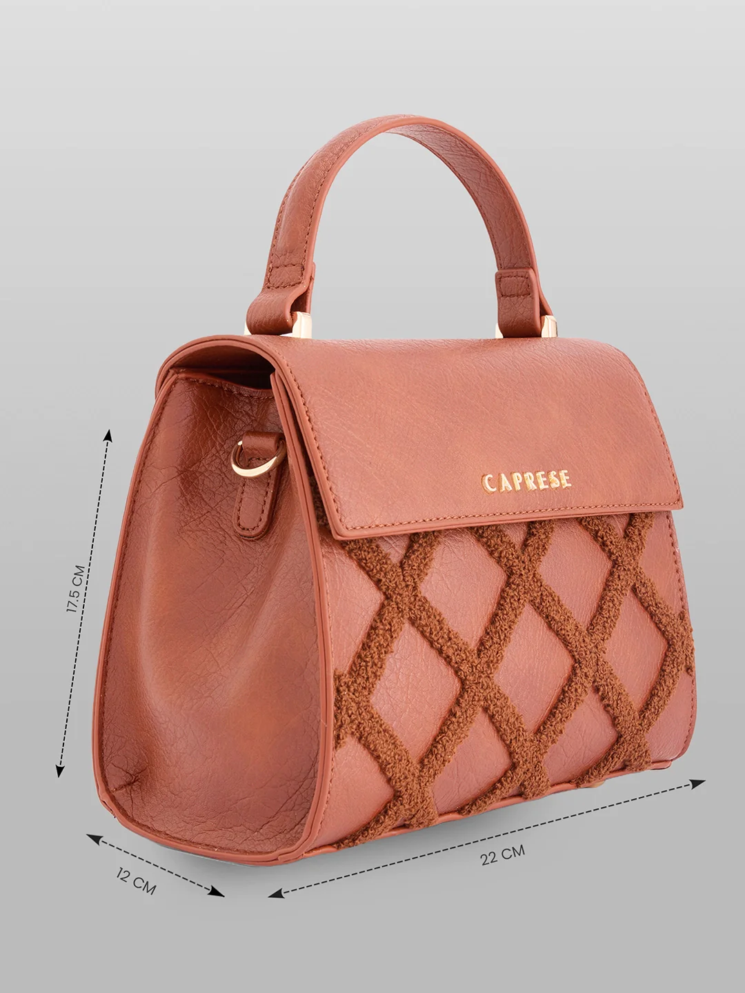 Caprese Athena Small Tan Satchel Bag - Image 4