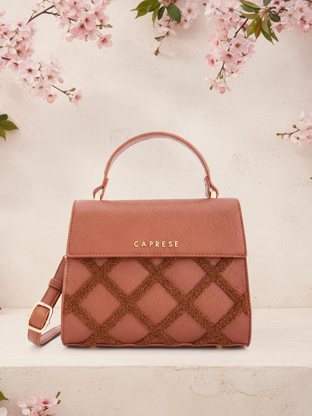 Caprese Athena Small Tan Satchel Bag - Image 9