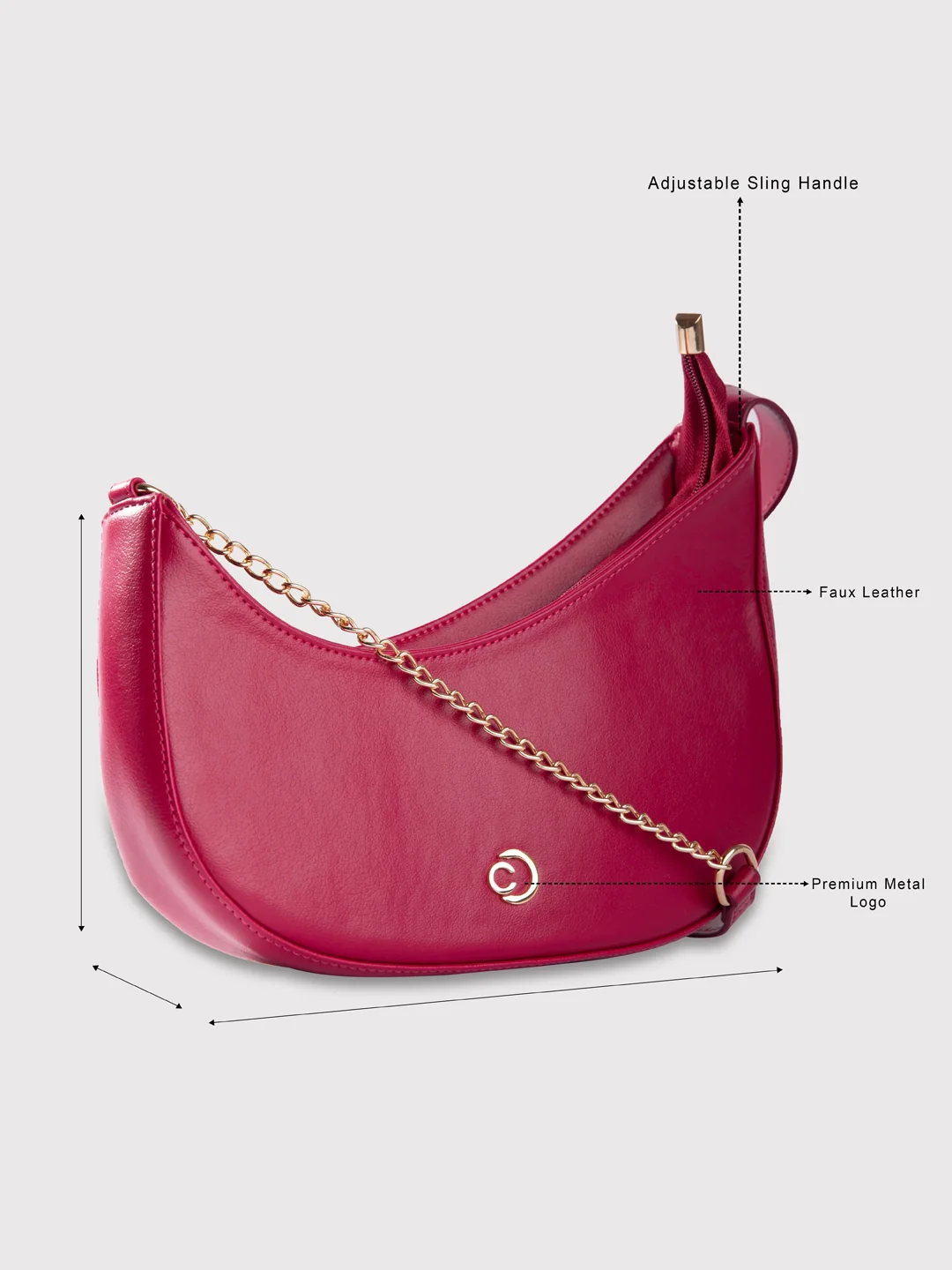 Caprese August Medium Raspberry Pink Sling Bag - Image 9