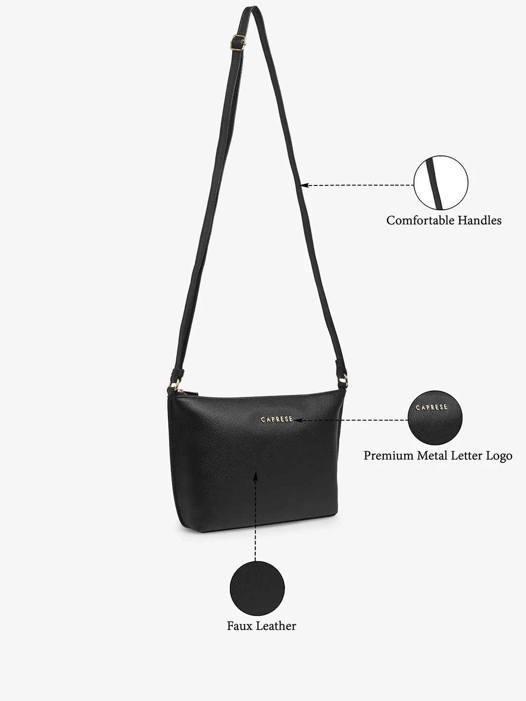 Caprese Aulia Medium Black Sling Bag - Image 3