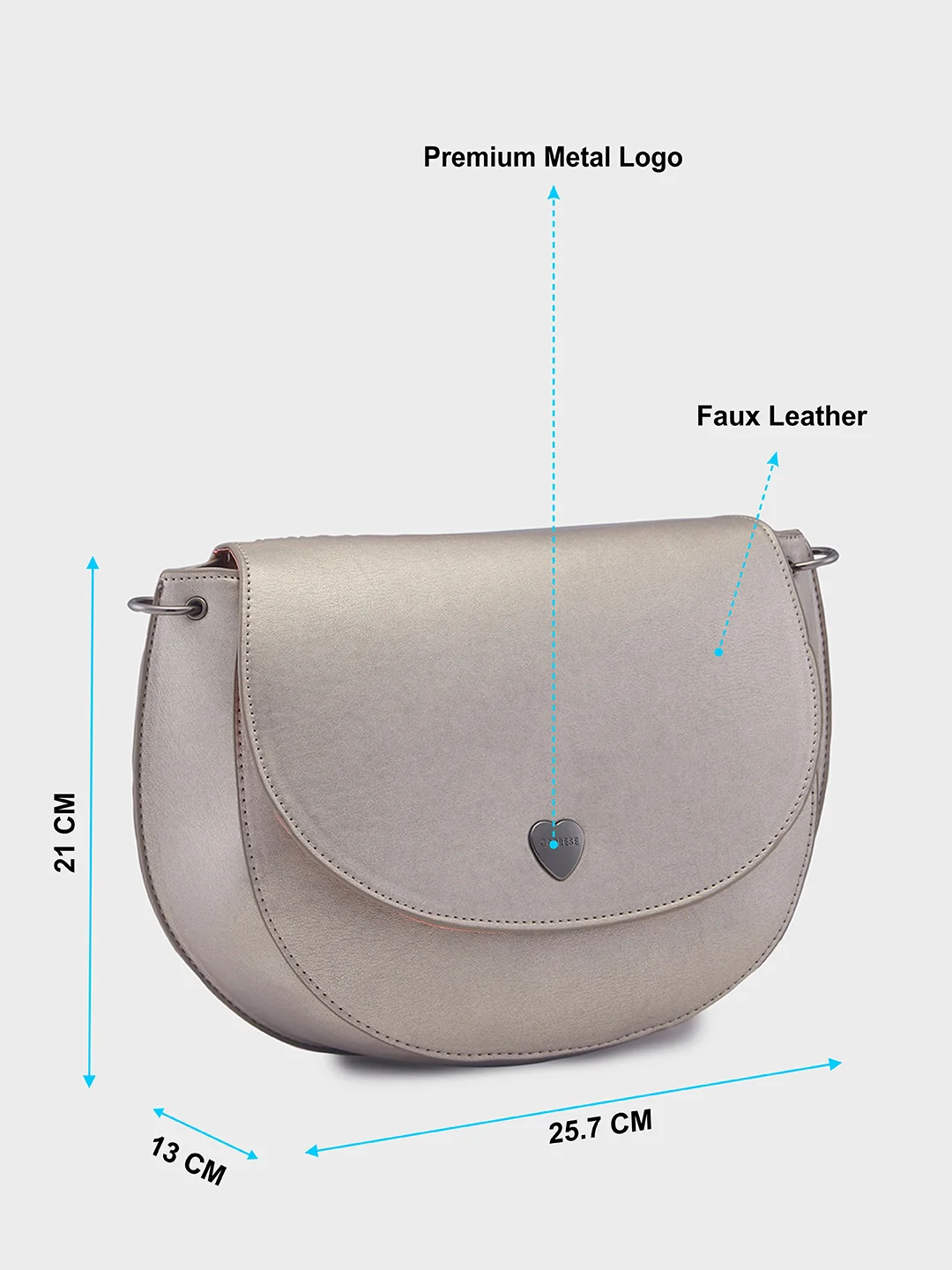 Caprese Ava Large Gunmetal Crossbody Bag - Image 6