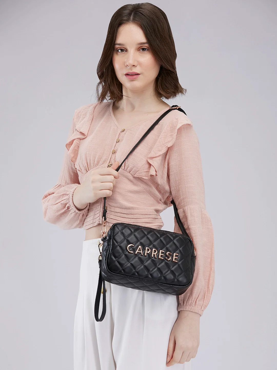 Caprese Ava Small Black Sling Bag - Image 12