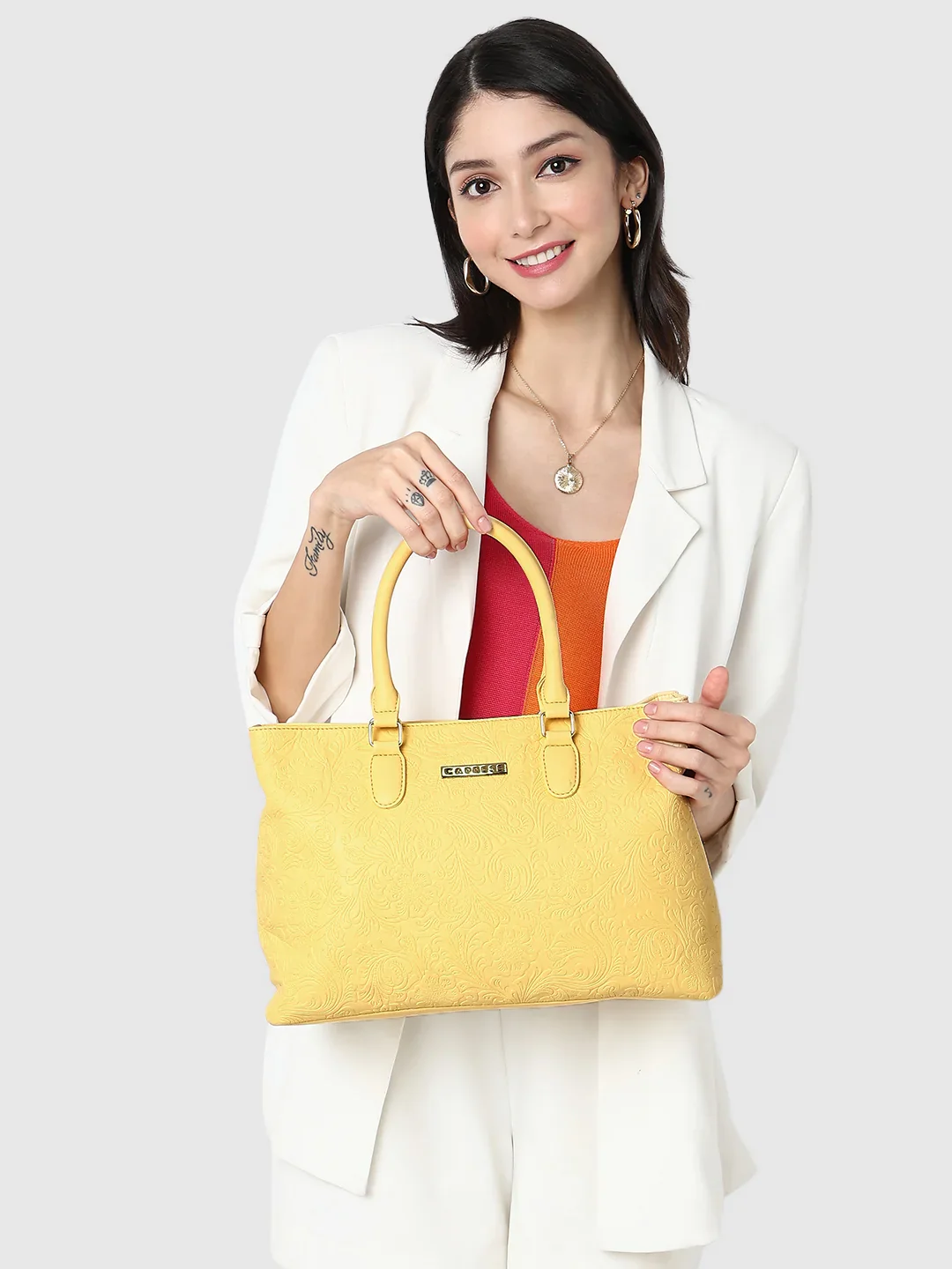 Caprese Avalon Medium Mellow Yellow Tote Bag - Image 10