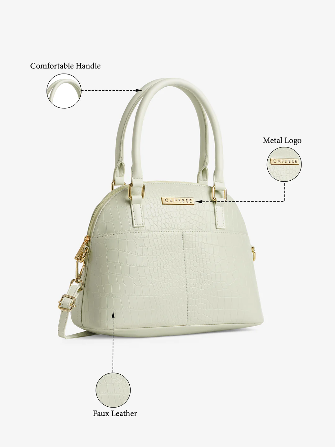 Caprese Azzura Small Sage Green Satchel Bag - Image 3