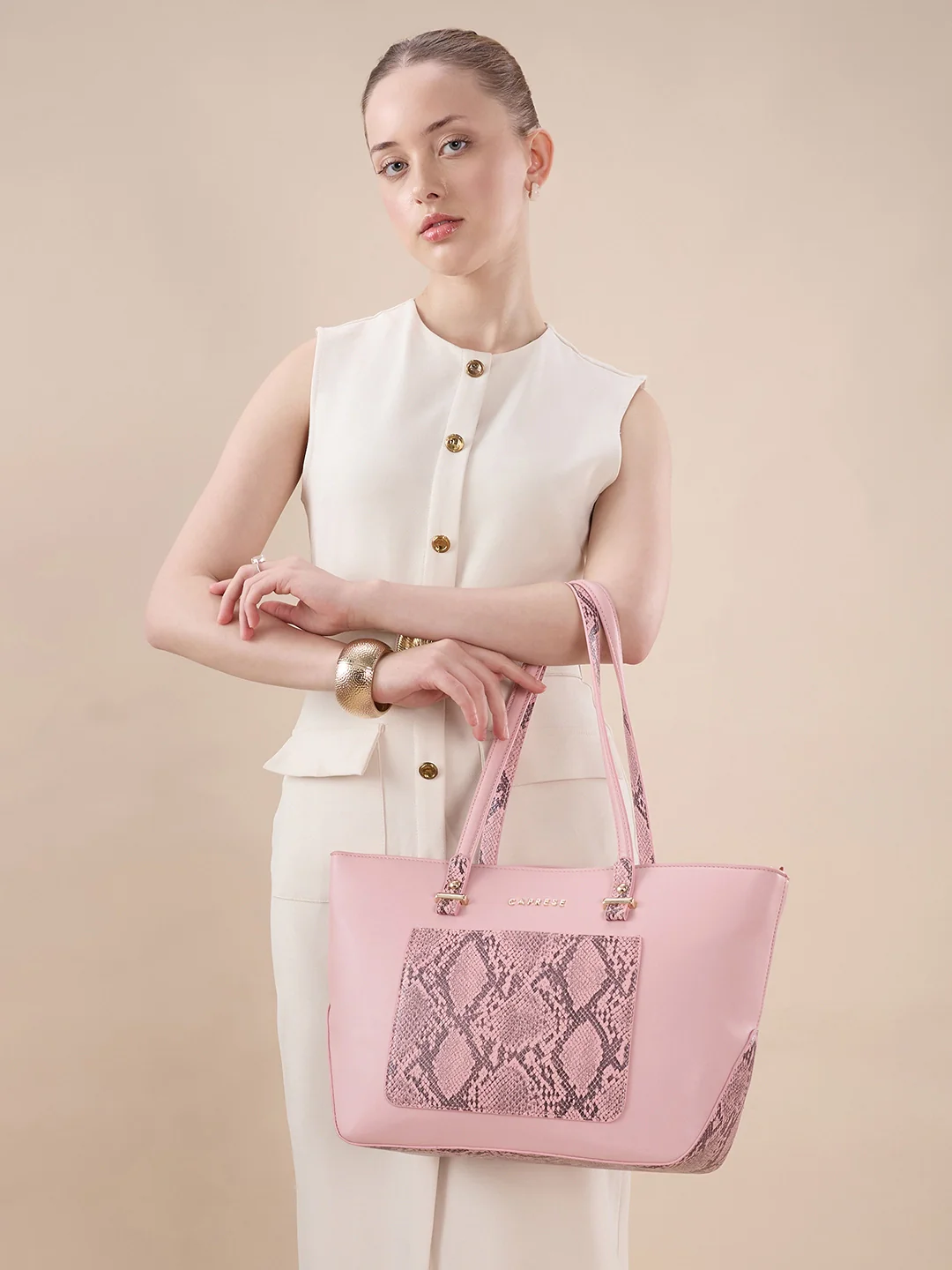 Caprese Bambi Large Blush Tote Bag - Image 12