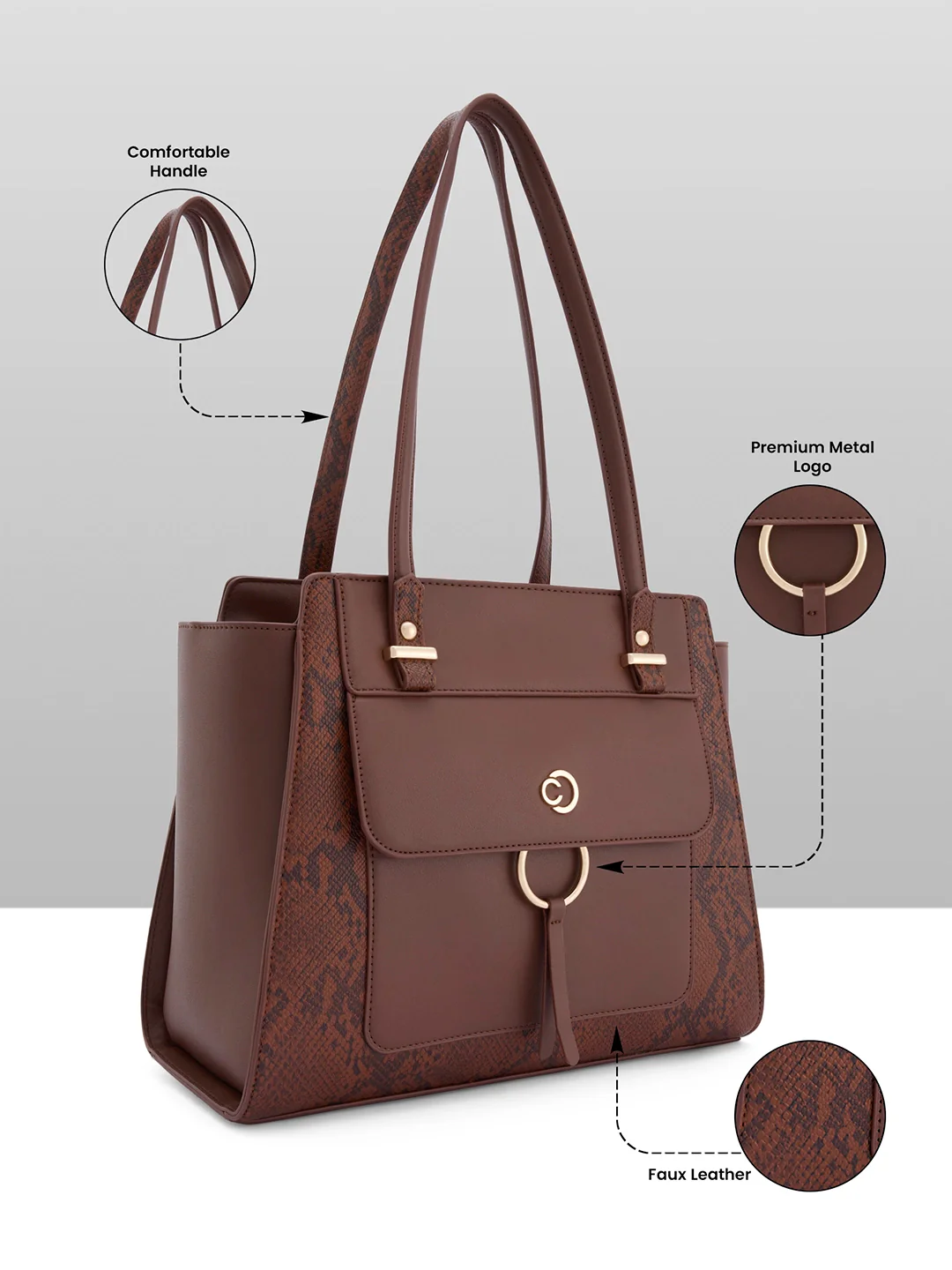 Caprese Bambi Large Brown Satchel Bag - Image 5