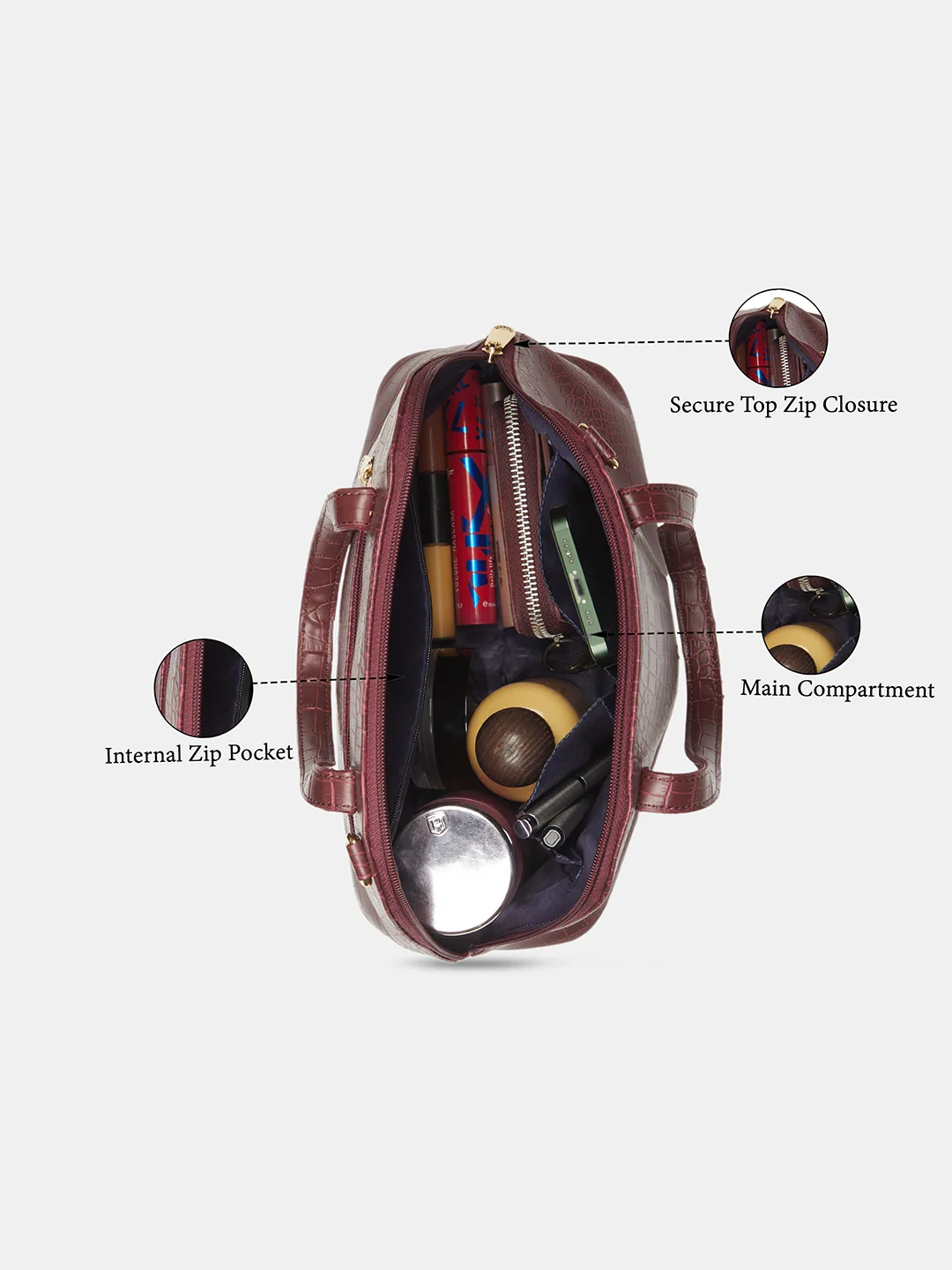 Caprese Basil Medium Cherry Red Satchel Bag - Image 4