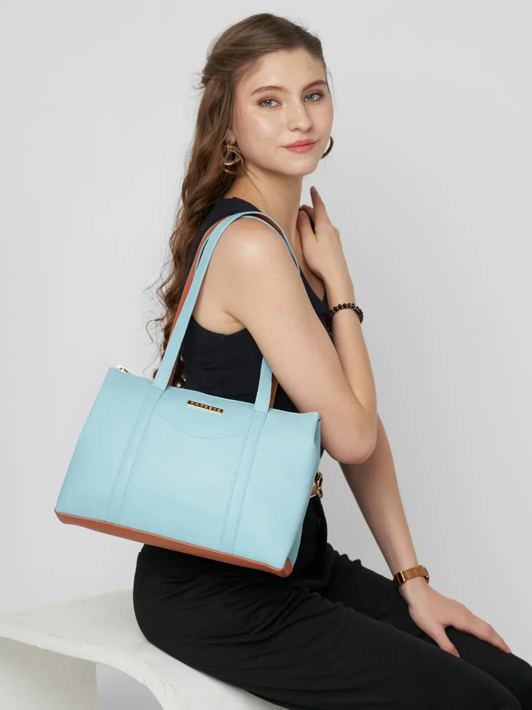 Caprese  Basil Small Powder Blue Tote Bag - Image 10