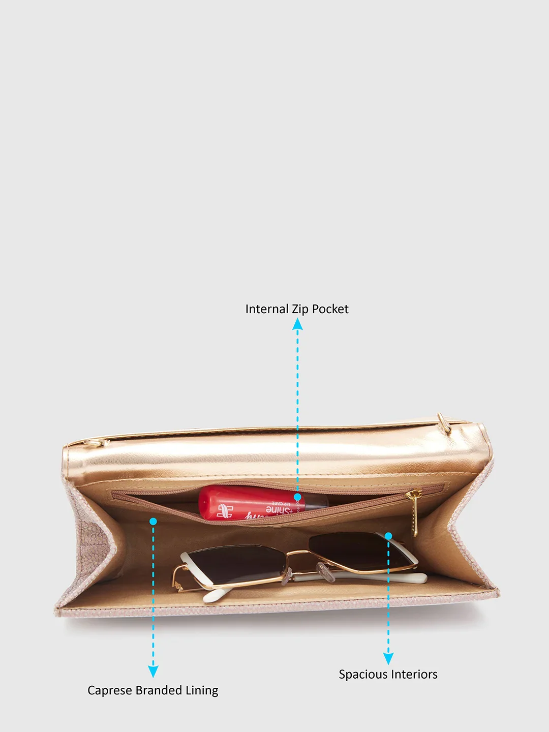 Caprese Betty Large Blush Flapover Clutch - Image 8