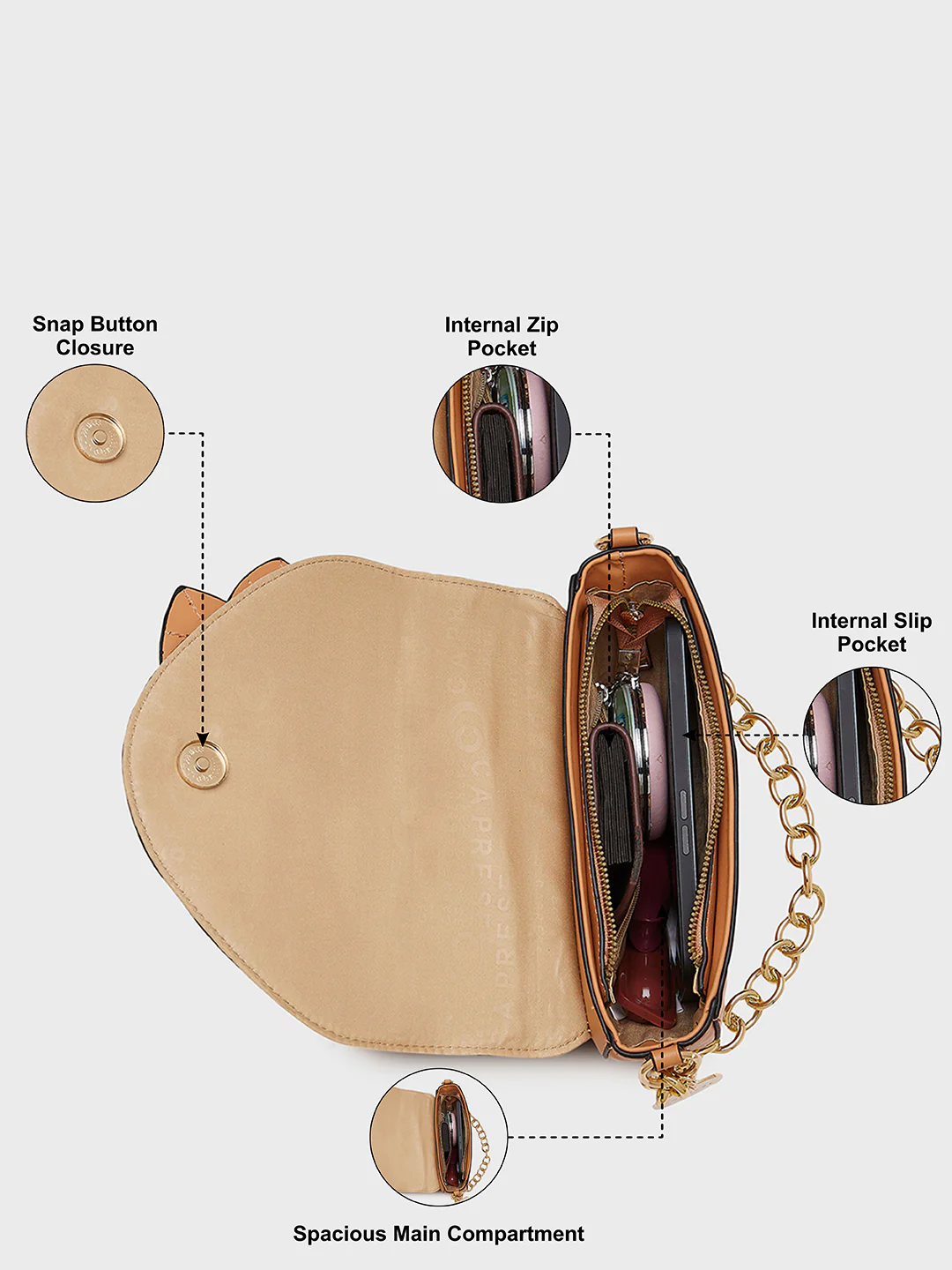 Caprese Bloom Small Apricot Sling Bag - Image 8