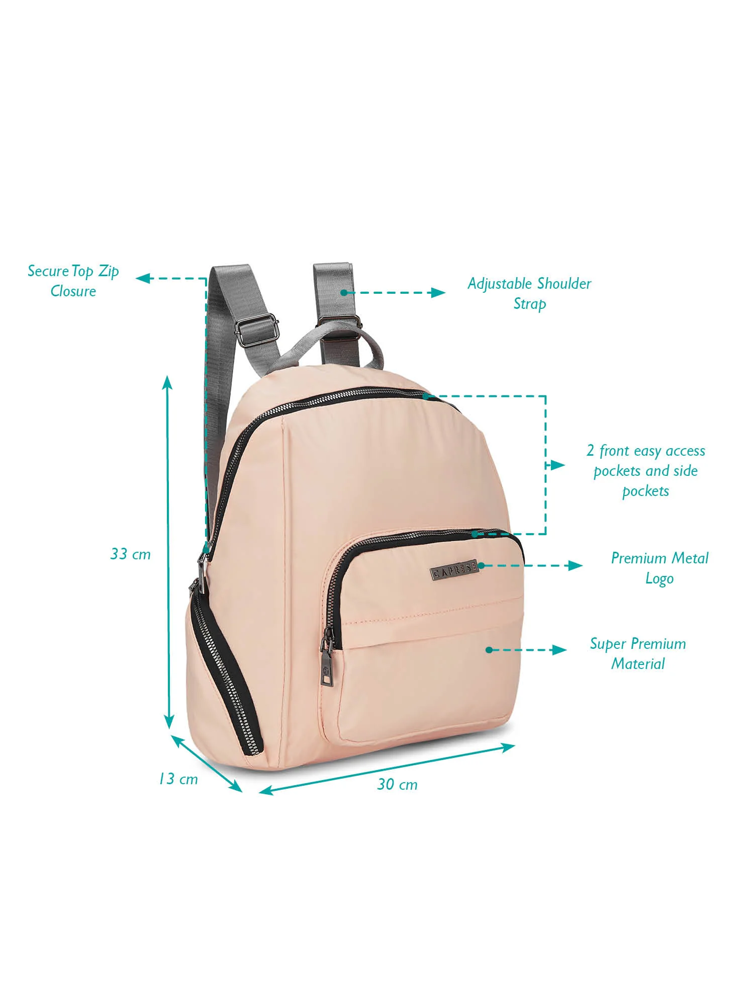 Caprese Blythe Small Soft Peach Backpack - Image 7