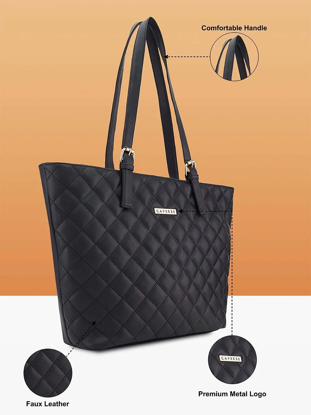 Caprese Bradley Medium Black Tote Bag - Image 5