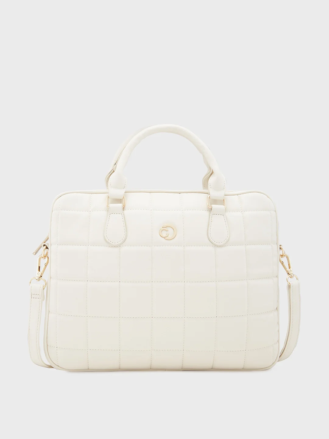 Caprese Braxton Quilted Medium Beige Laptop Sleeve