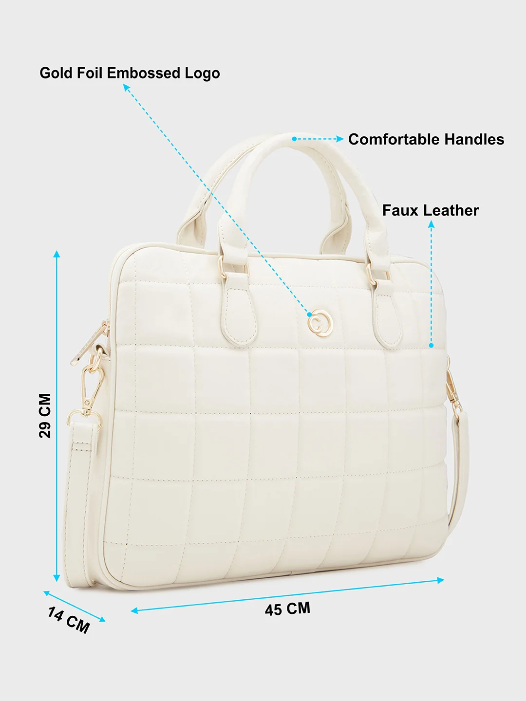 Caprese Braxton Quilted Medium Beige Laptop Sleeve - Image 7
