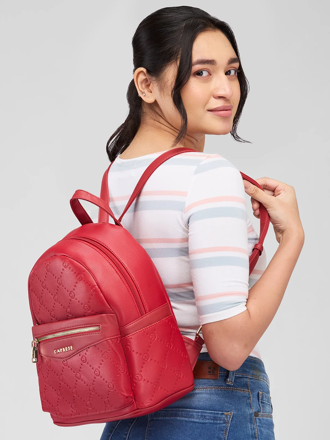 Caprese Brianna Medium Red Backpack - Image 13