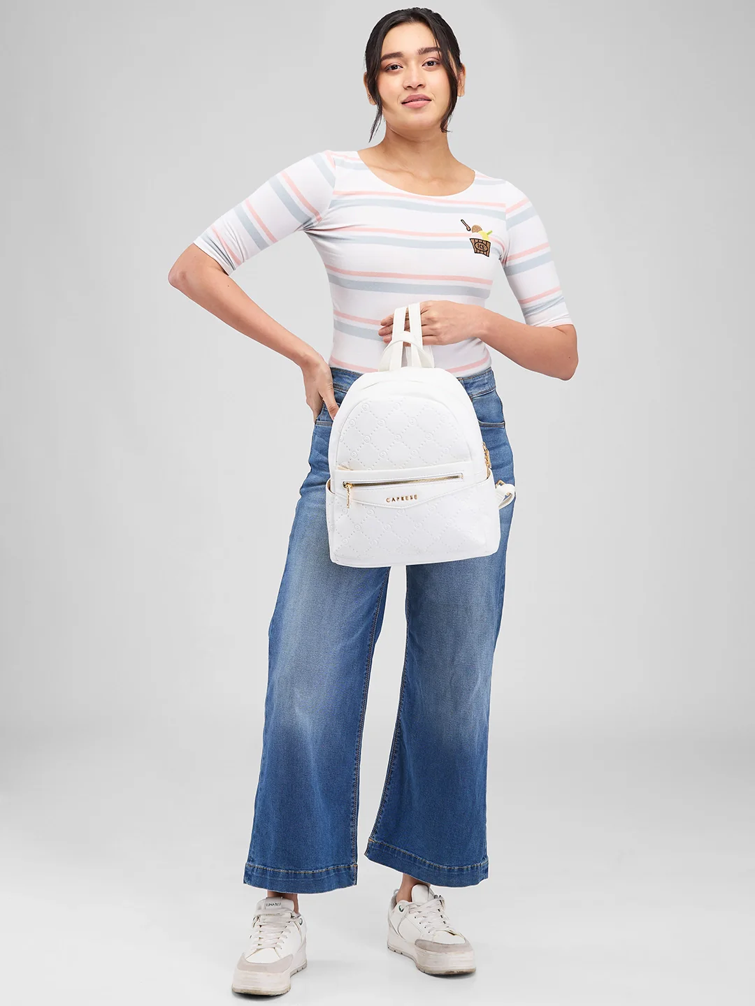 Caprese Brianna Medium White Backpack - Image 3