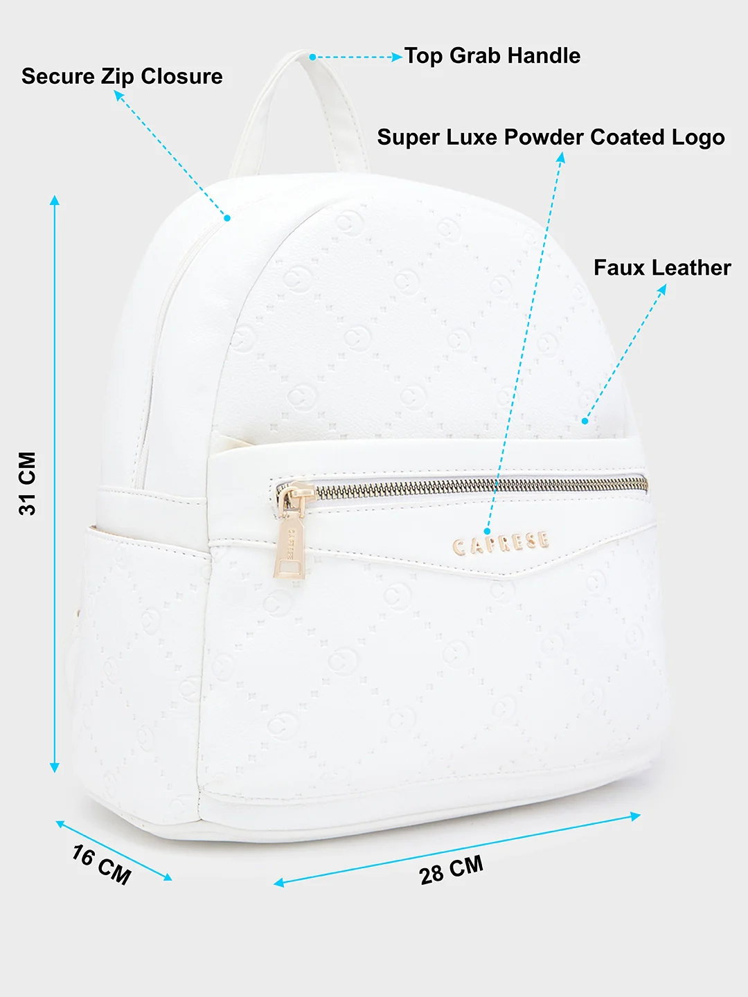 Caprese Brianna Medium White Backpack - Image 7