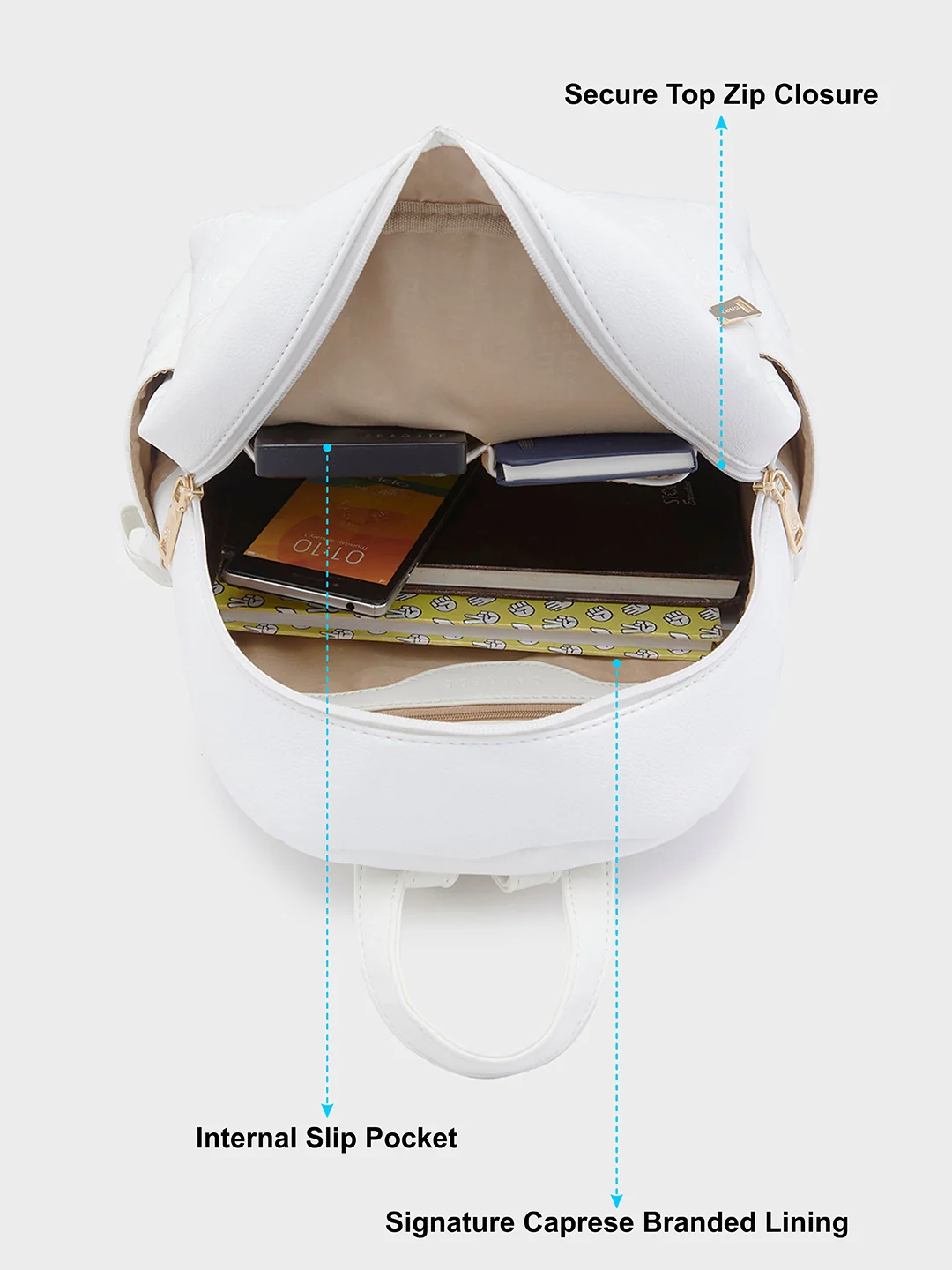 Caprese Brianna Medium White Backpack - Image 8