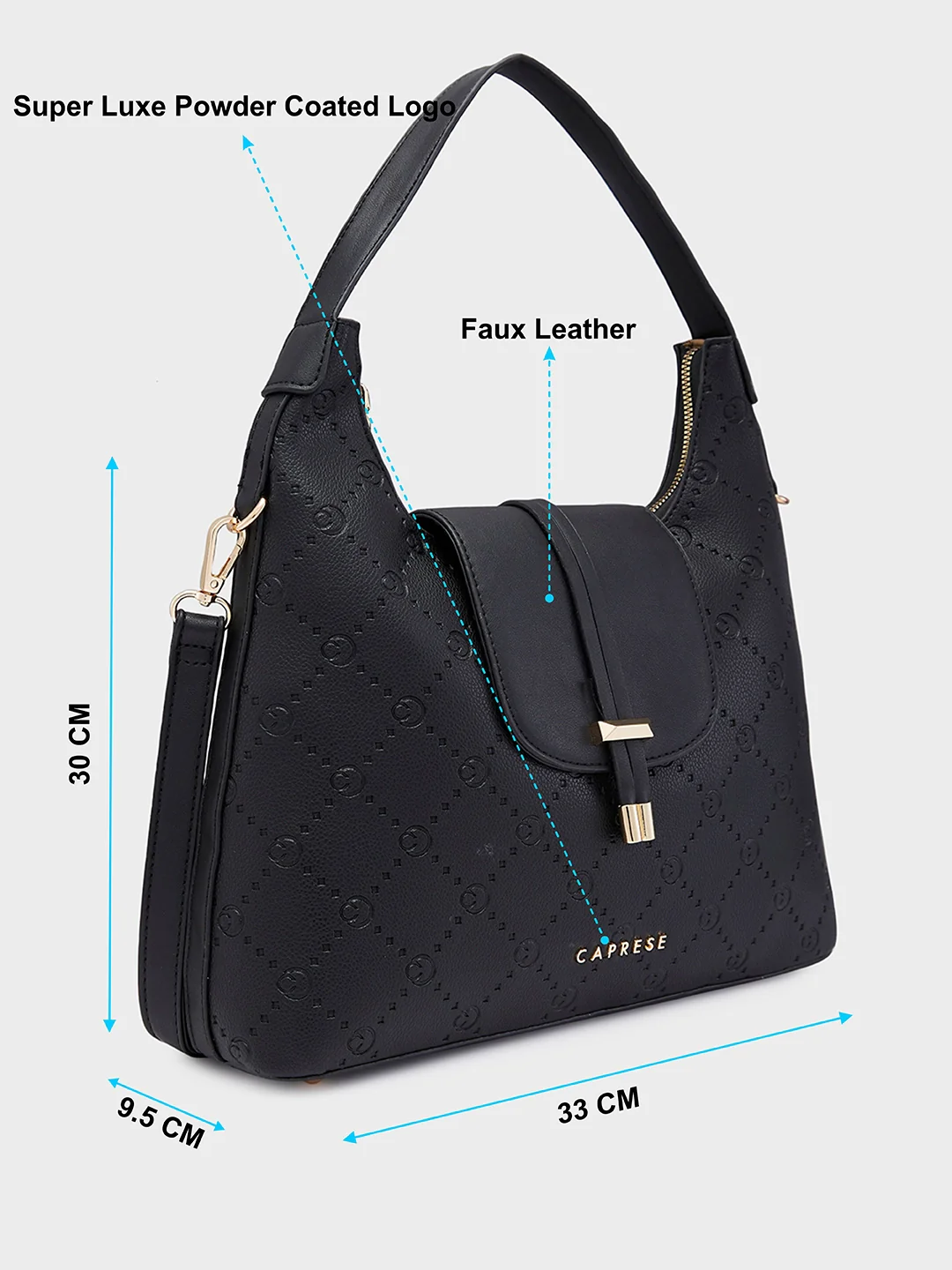 Caprese Brianna Medium Black Hobo Bag - Image 7