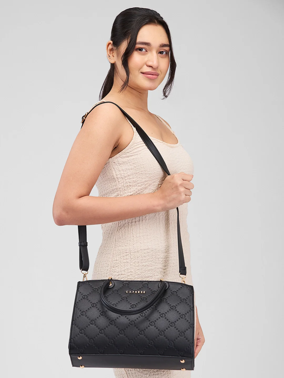 Caprese Brianna Medium Black Satchel Bag - Image 12