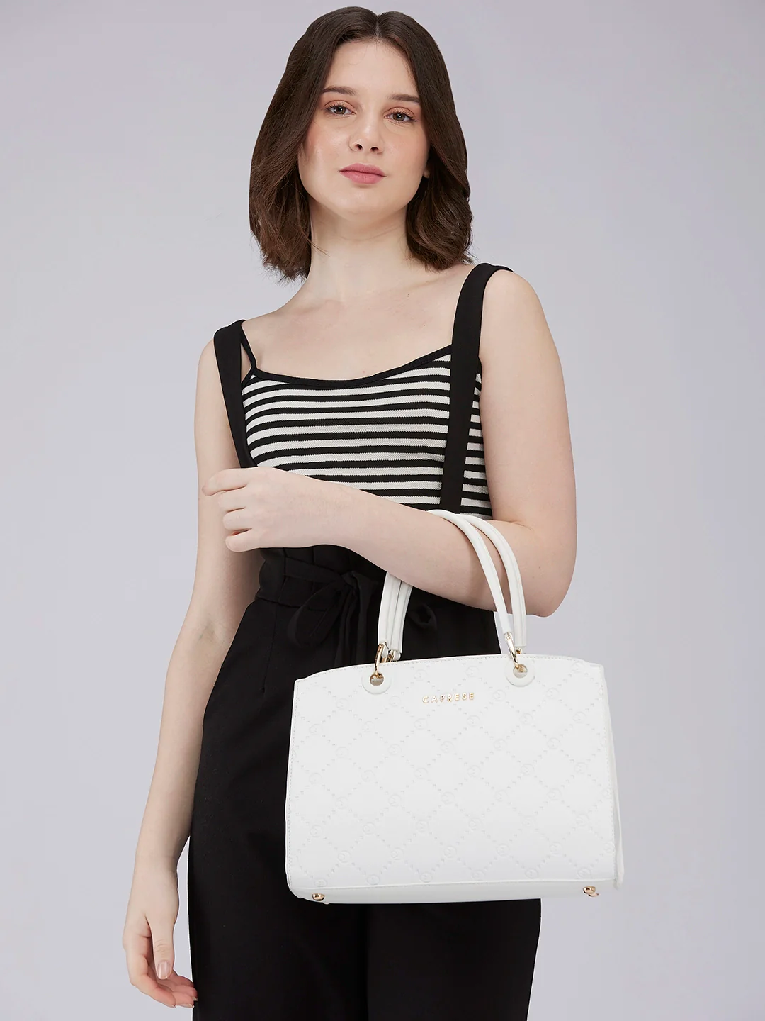 Caprese Brianna Medium White Satchel Bag - Image 12