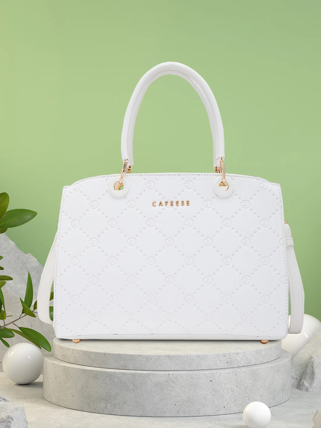 Caprese Brianna Medium White Satchel Bag - Image 3
