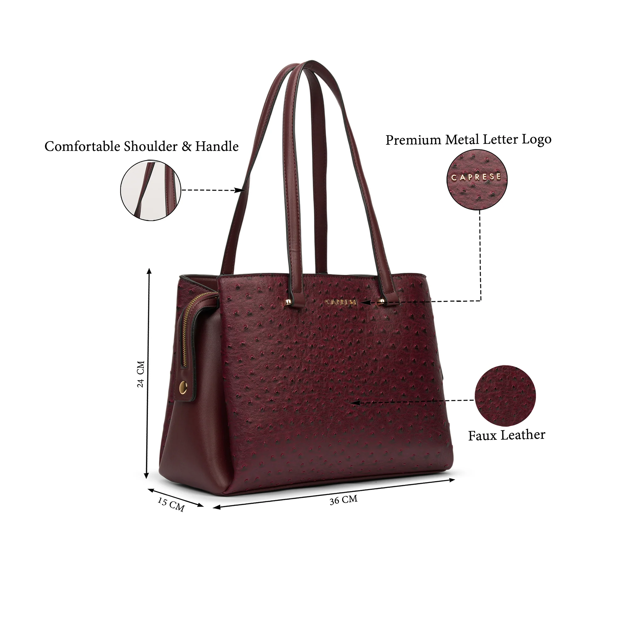 Caprese  Britney Large Cherry Lacquer Satchel Bag - Image 8