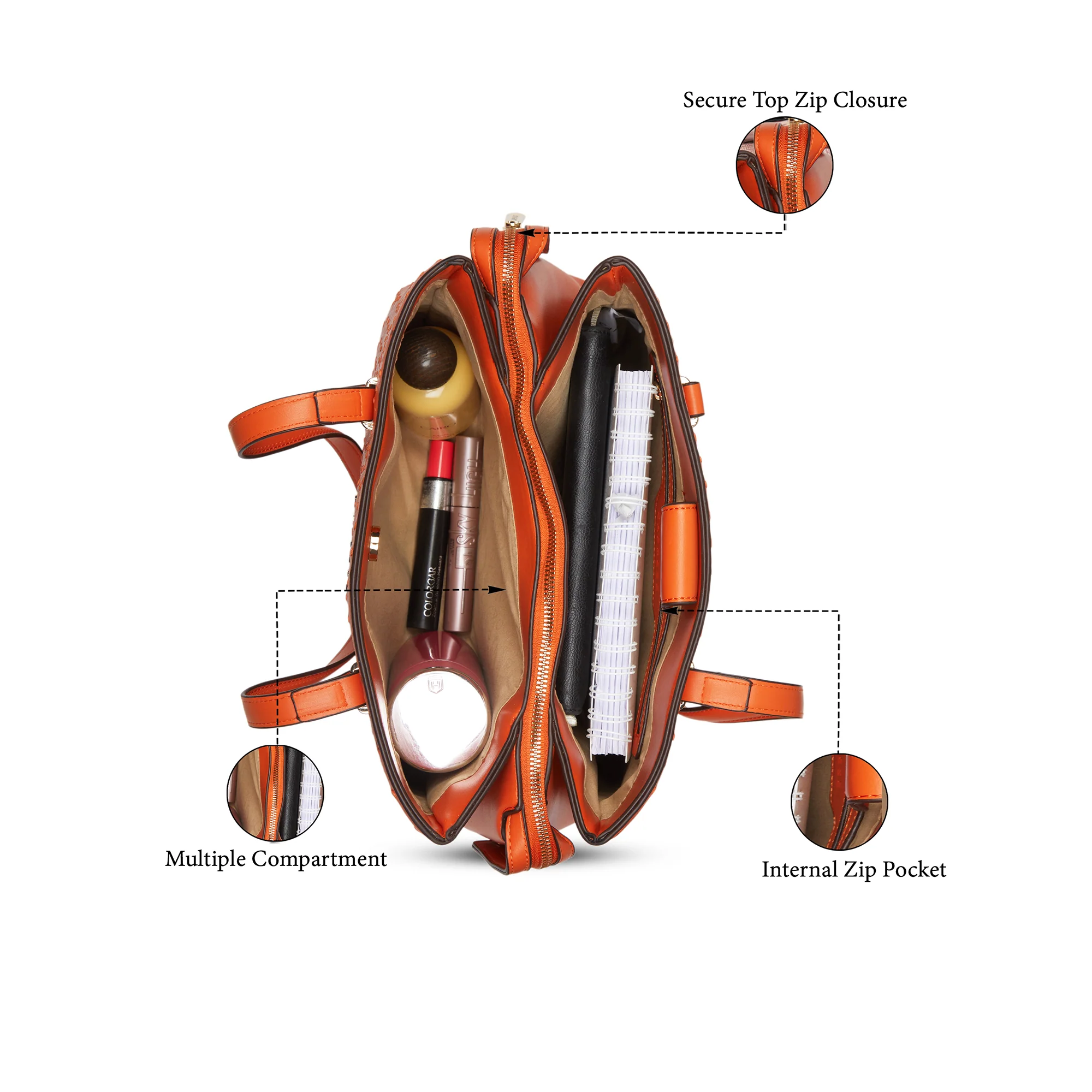 Caprese  Britney Large Intense Rust Satchel Bag - Image 7