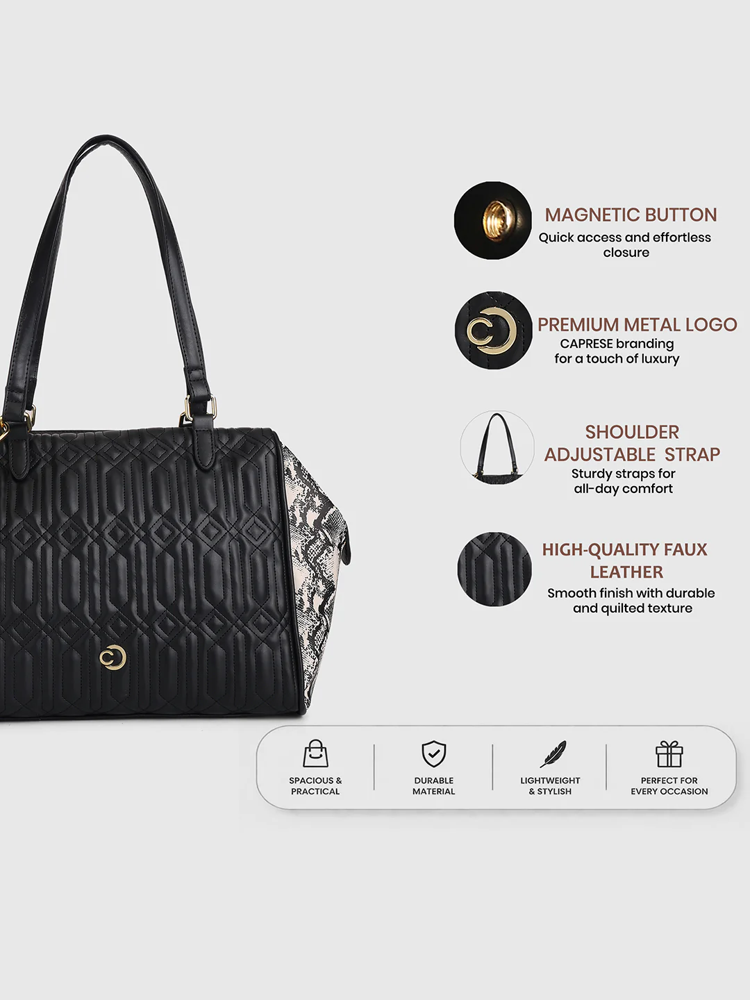 Caprese Bubble Large Black Satchel Bag - Image 3