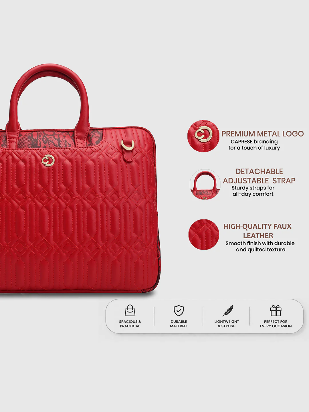 Caprese Bubble Large Red Laptop Bag - Image 3