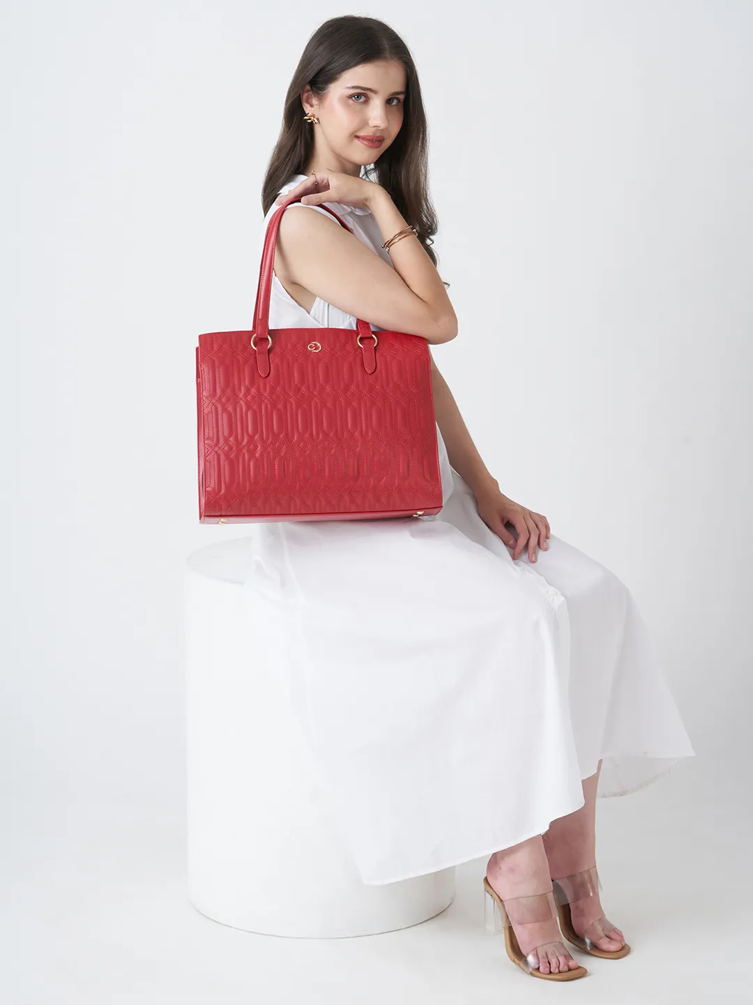Caprese Bubble Large Red Laptop Satchel Bag - Image 7