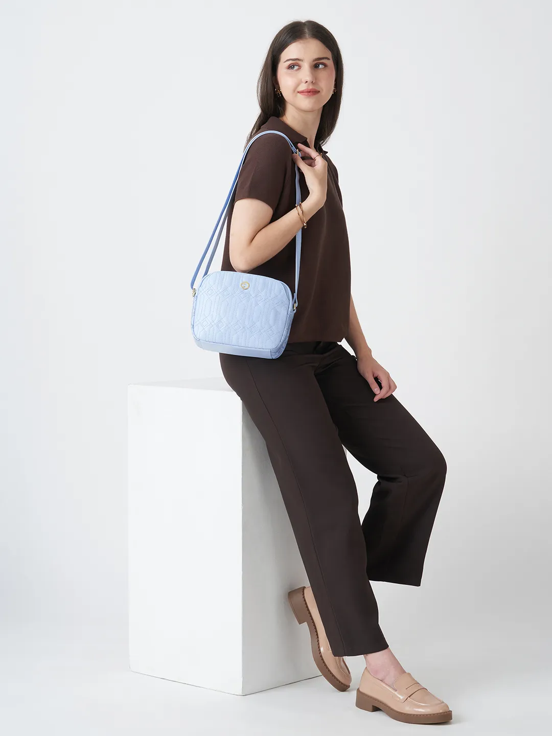 Caprese Bubble Medium Blue Sling Bag - Image 9