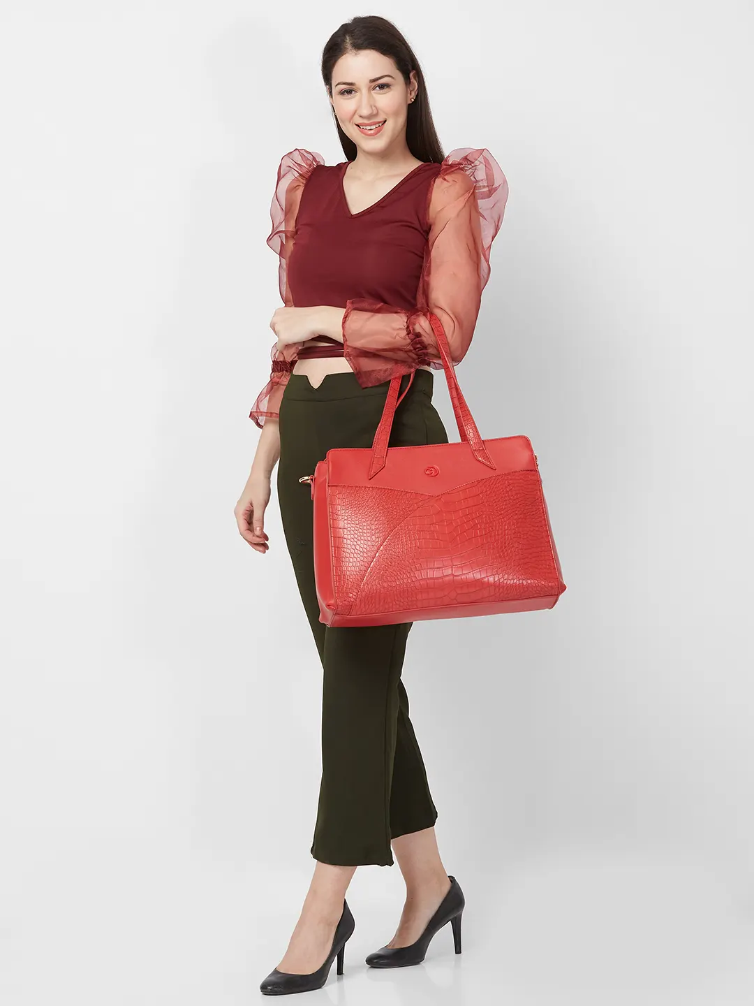 Caprese Cabo Satchel Large Red Laptop Bag - Image 2