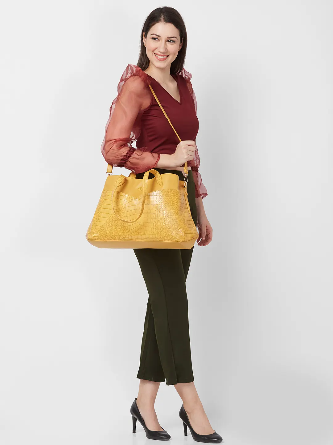 Caprese Cabo Large Ochre Tote Bag - Image 14