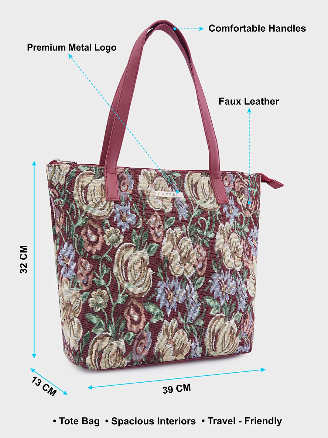 Caprese Callan Medium Maroon Tote Bag - Image 3
