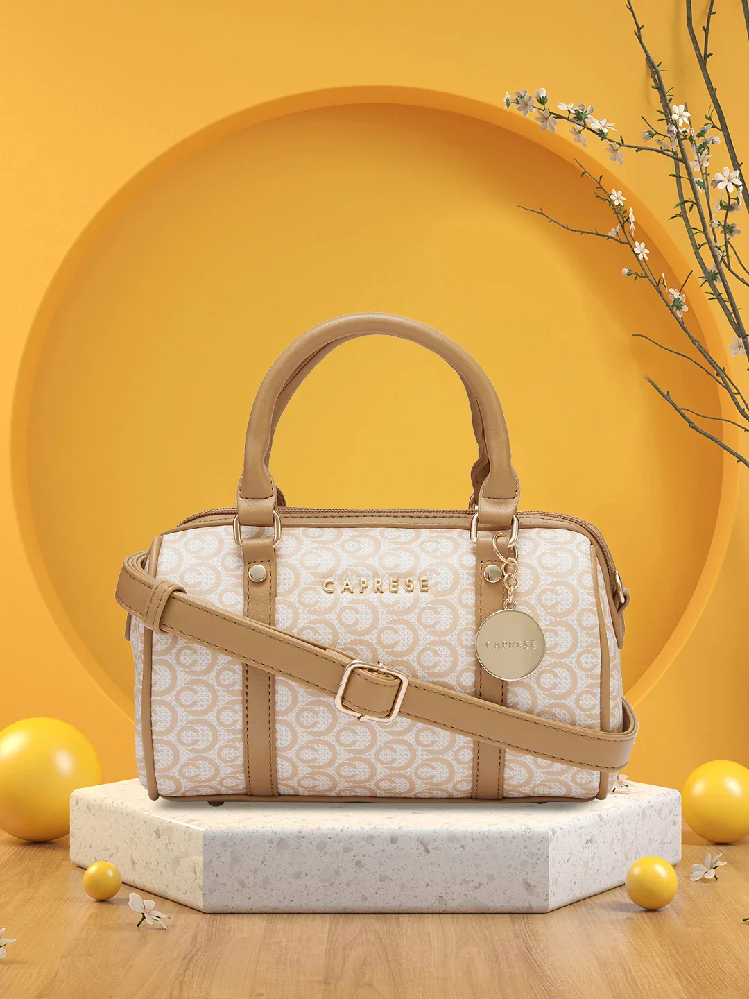 Caprese Callie Small Beige Satchel Bag - Image 2