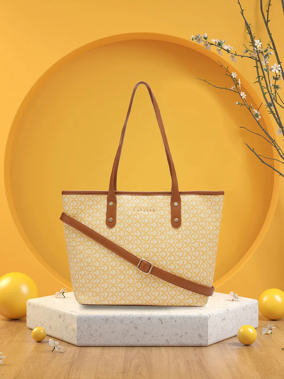 Caprese Callie Large Tan Tote Bag - Image 2