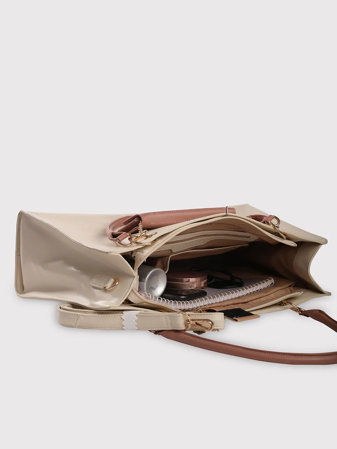 Caprese Capri Large Beige Laptop Satchel - Image 8