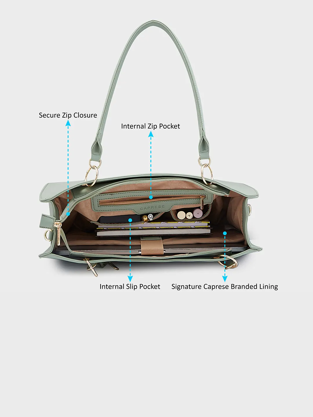 Caprese Capri Large Mint Laptop Satchel - Image 9