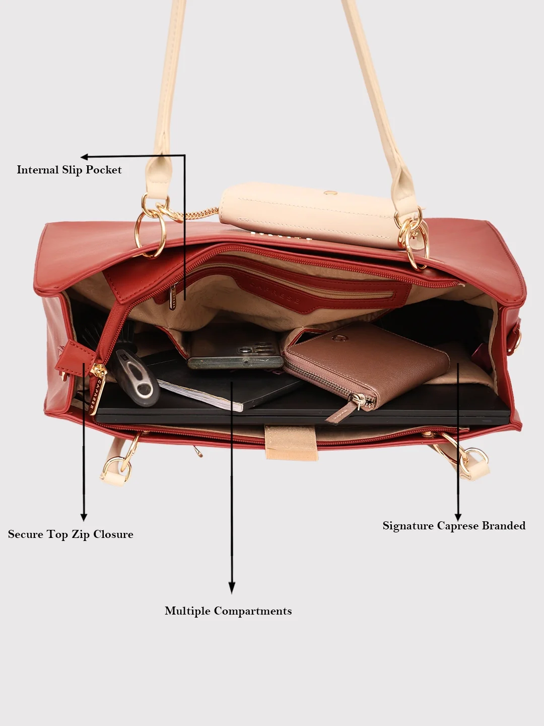 Caprese Capri Large Terra Laptop Satchel Bag - Image 7