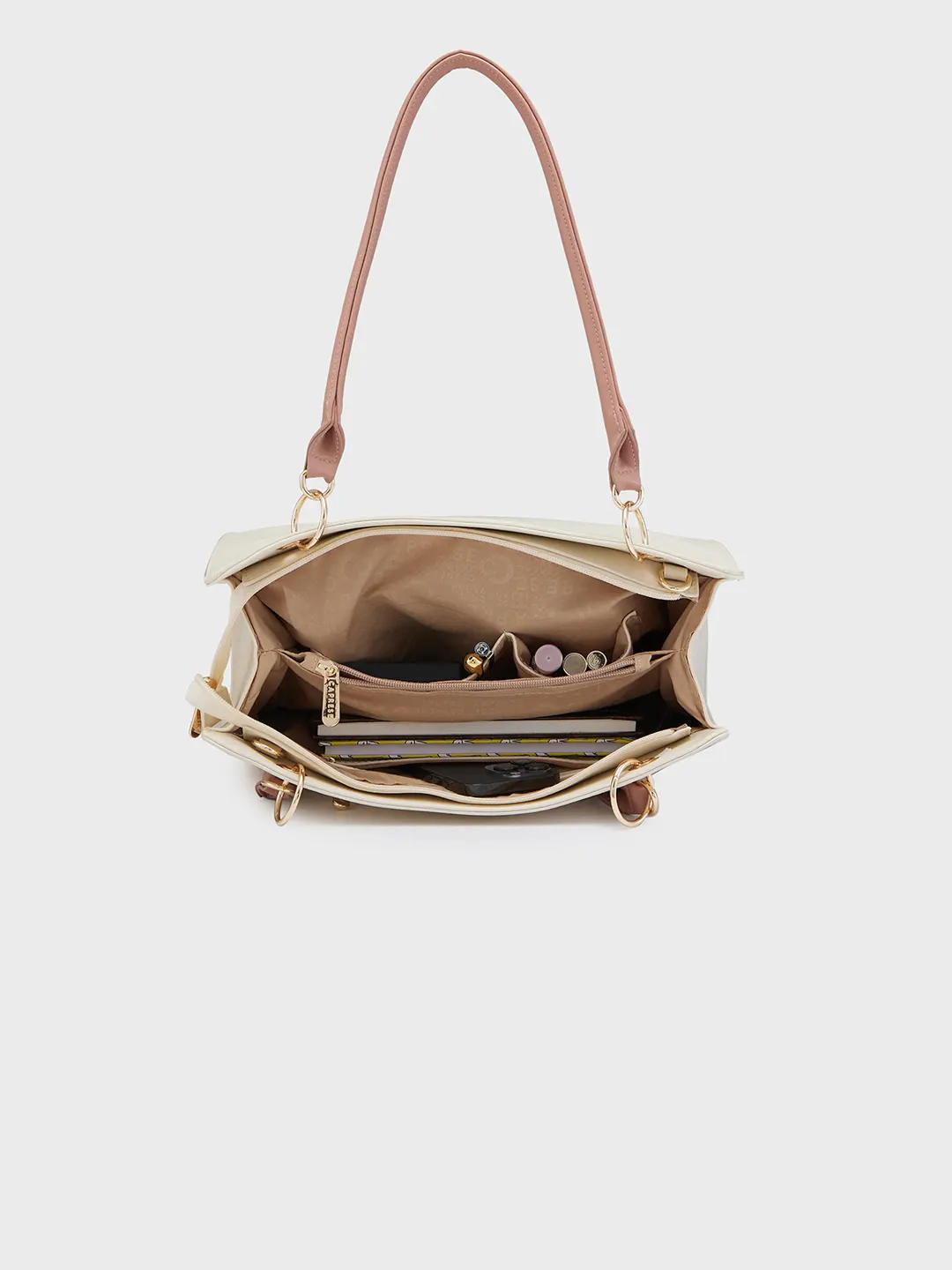 Caprese Capri Large Beige Satchel Bag - Image 9