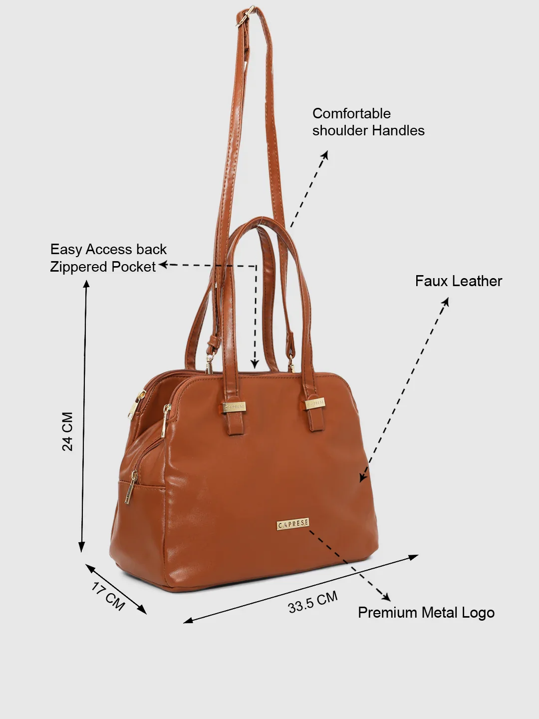 Caprese Carrie Medium Brown Satchel Bag - Image 4