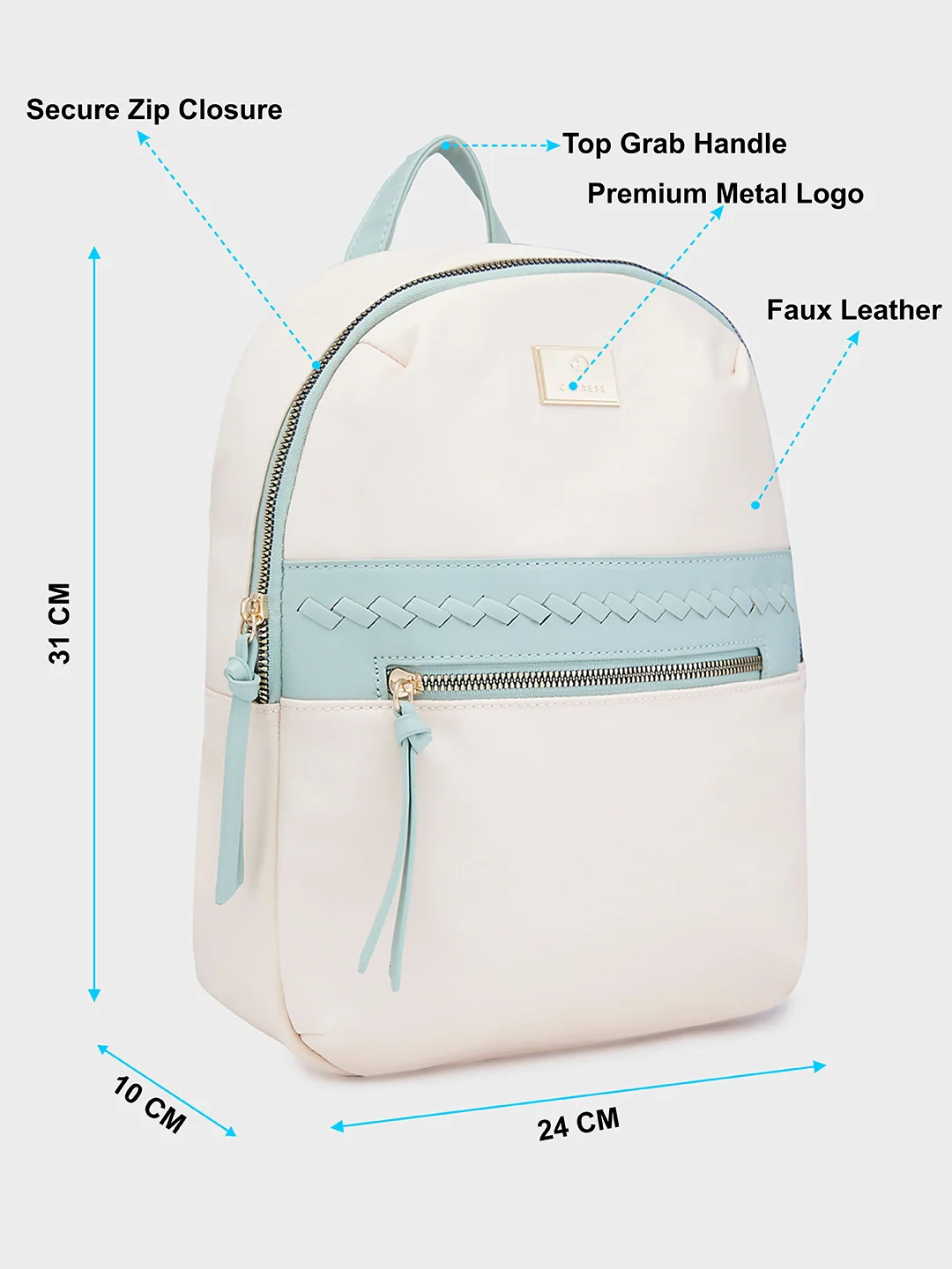 Caprese Carson Medium White Backpack - Image 7