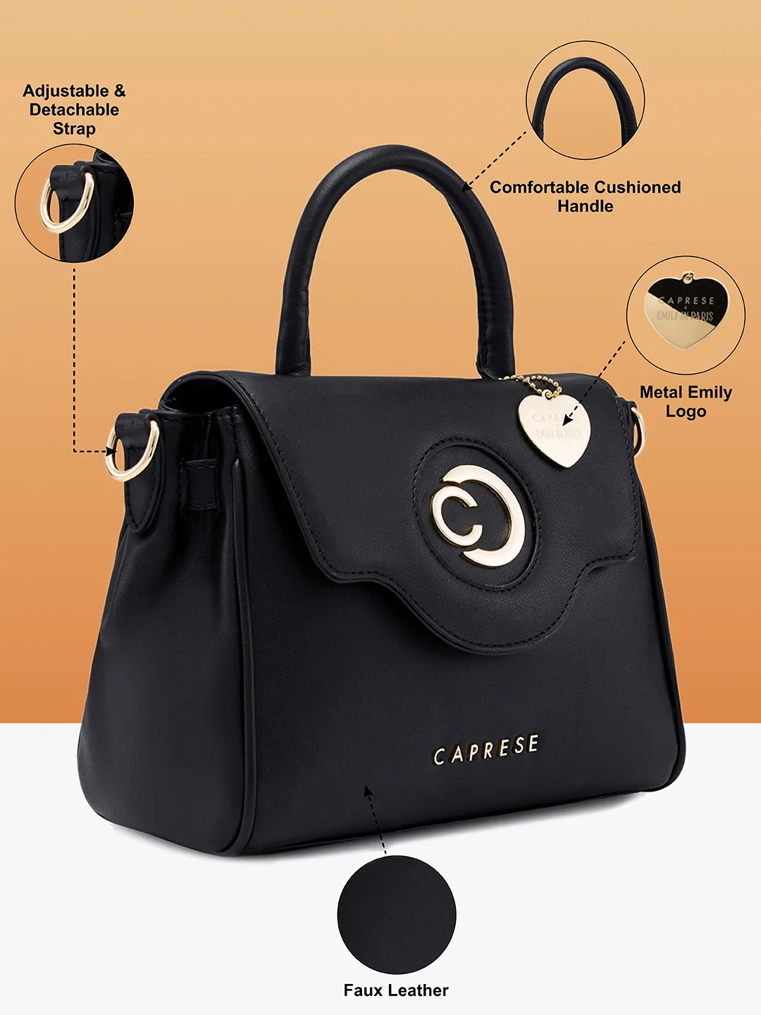 Caprese Casey Medium Black Sling Bag - Image 7
