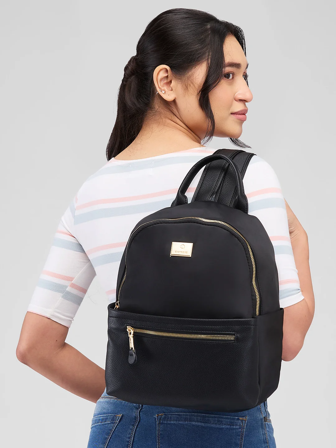 Caprese Casper Medium Black Casual Backpack - Image 12
