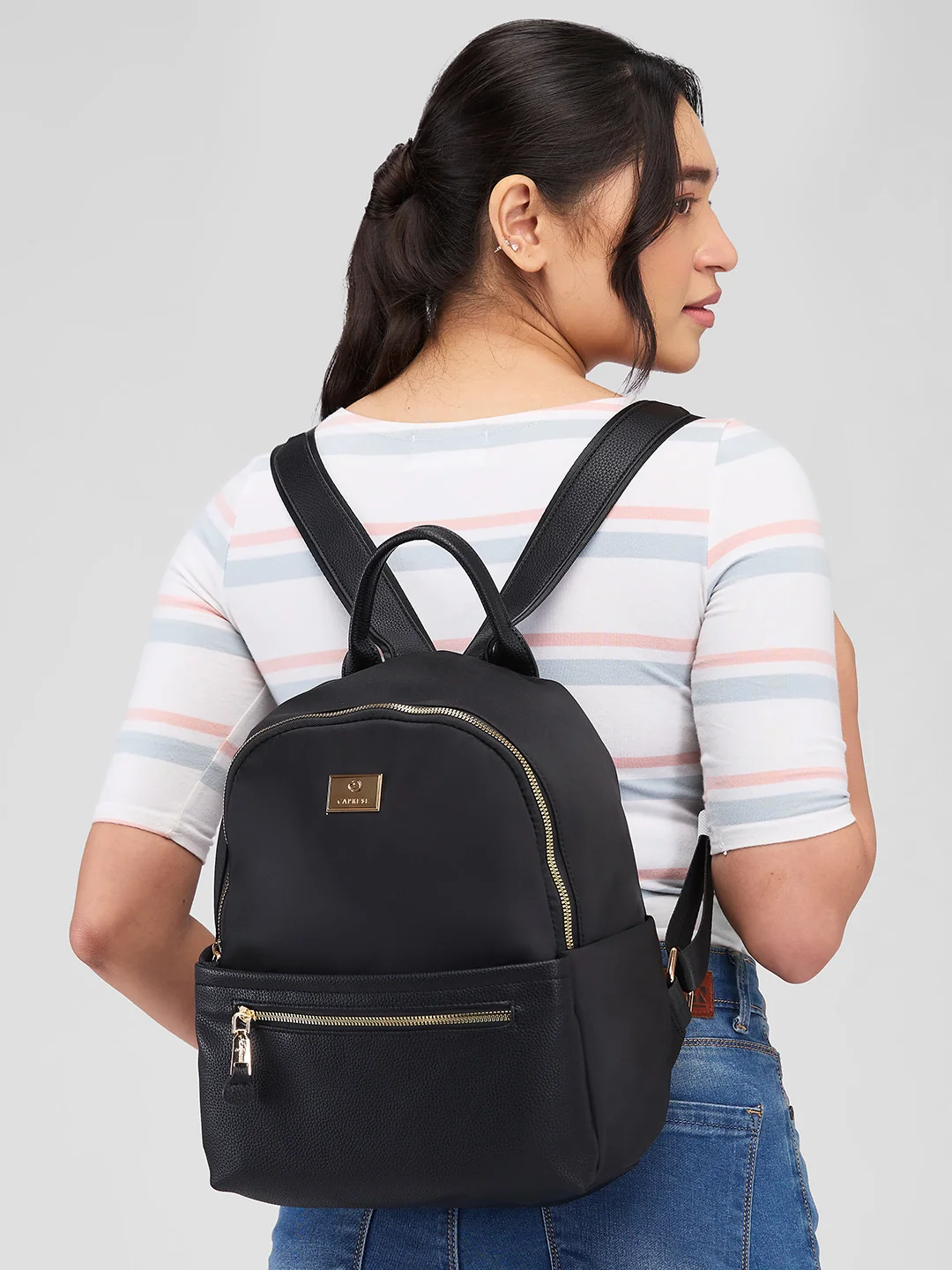 Caprese Casper Medium Black Casual Backpack - Image 13