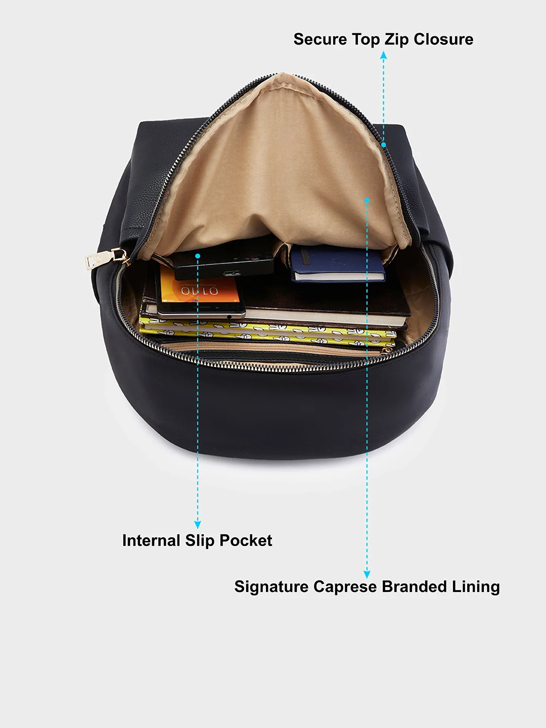 Caprese Casper Medium Black Casual Backpack - Image 8